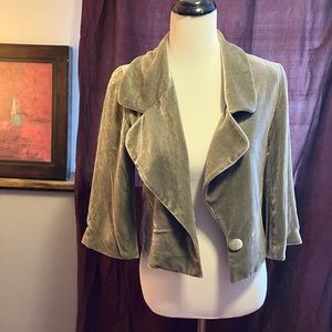 Christopher Deane Silk Velvet 3/4 Bell Sleeve Cropped Blazer